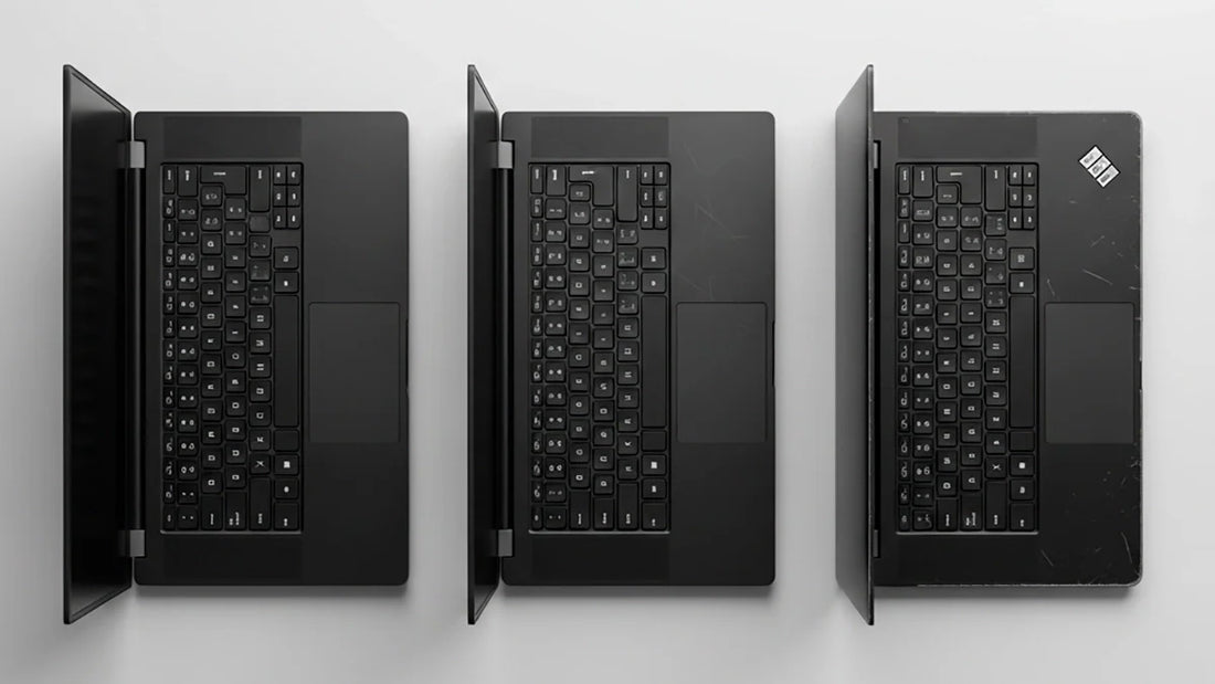Comparativa visual de los grados A, B y C en computadores reacondicionados