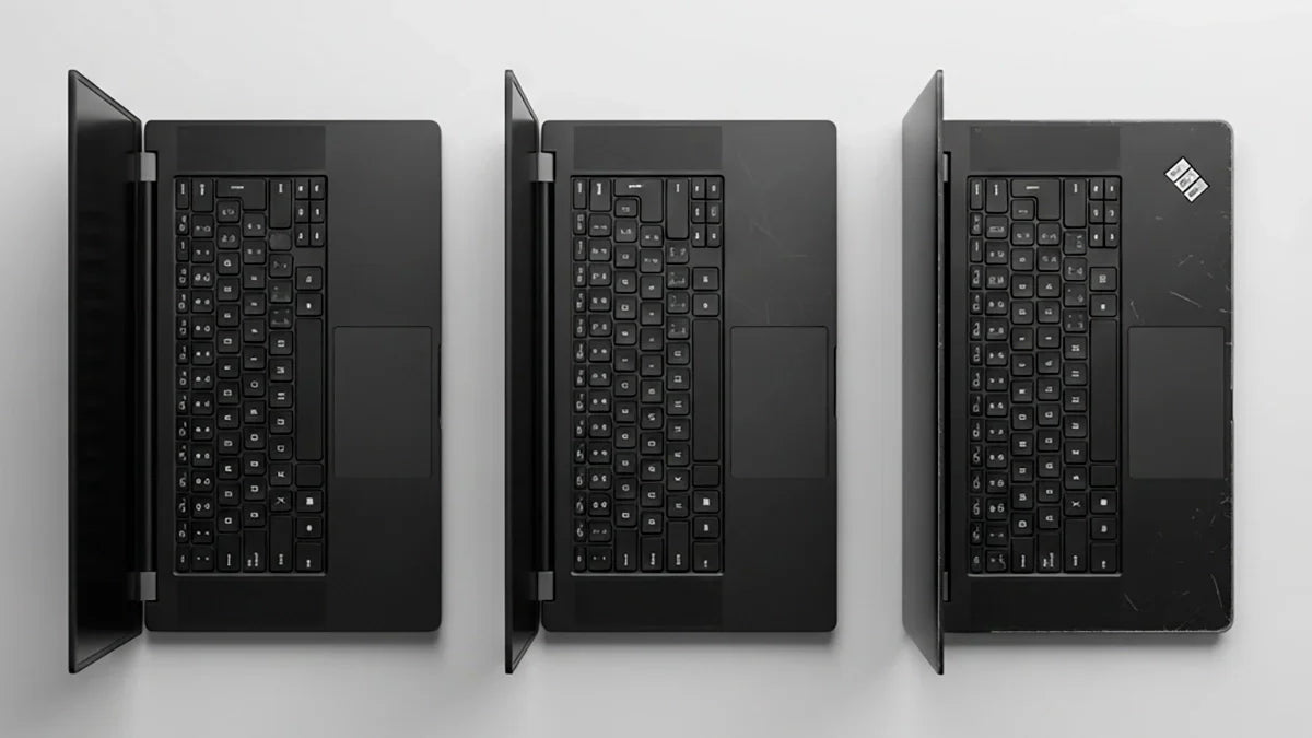 Comparativa visual de los grados A, B y C en computadores reacondicionados