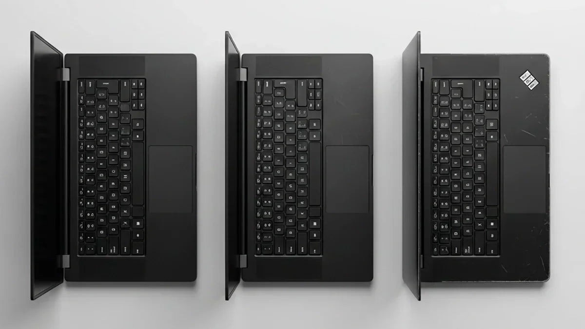 Comparativa visual de los grados A, B y C en computadores reacondicionados