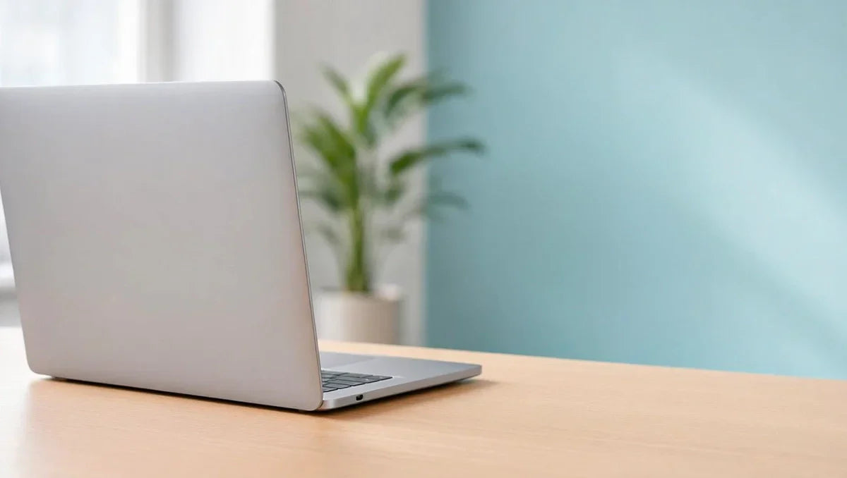 Computador portátil reacondicionado sobre escritorio de oficina en Colombia